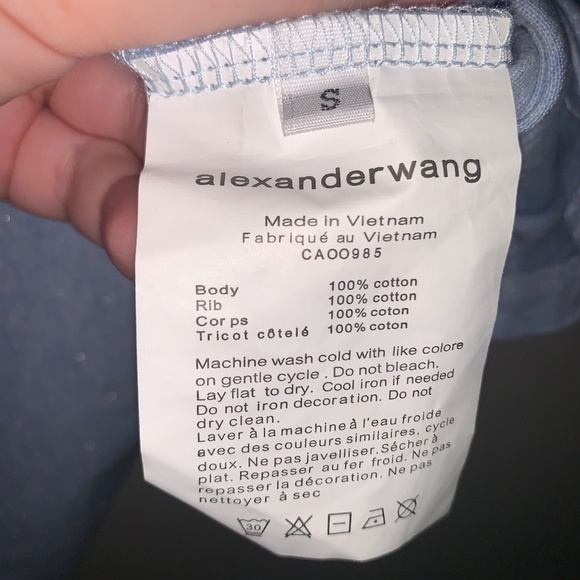 Alexander Wang Glitter Puff Logo T-shirt in Compact-Jersey Blue S - Picture 2 of 15